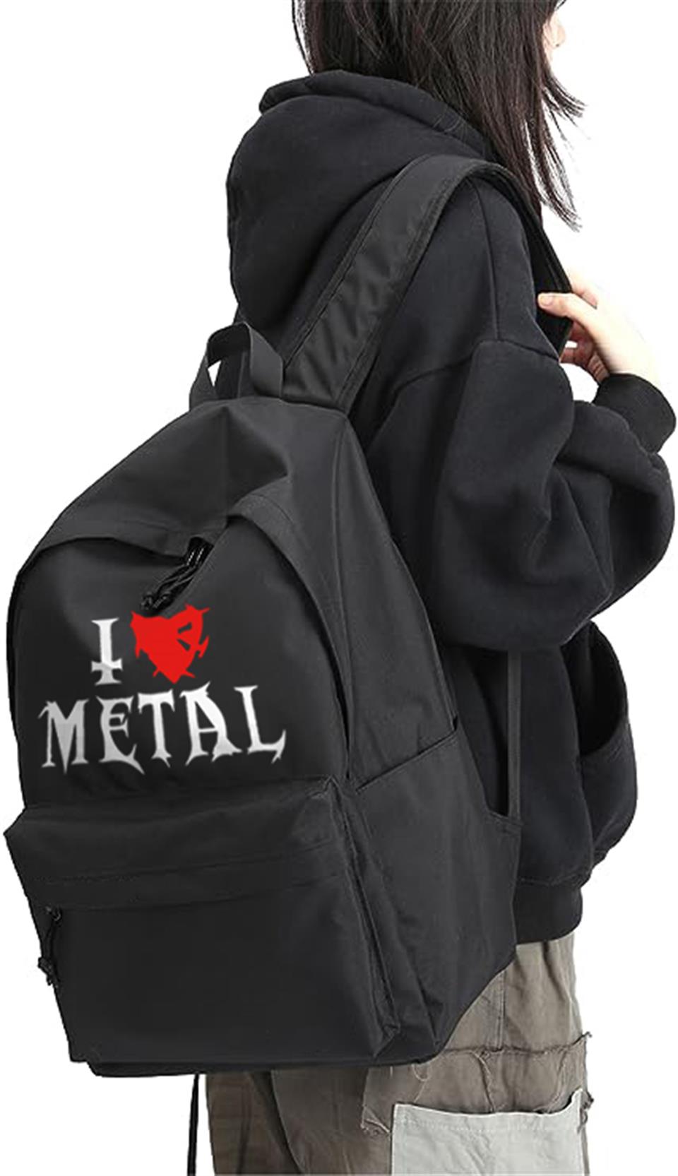 I Love Metal Baskılı Unisex Sırt Çantası