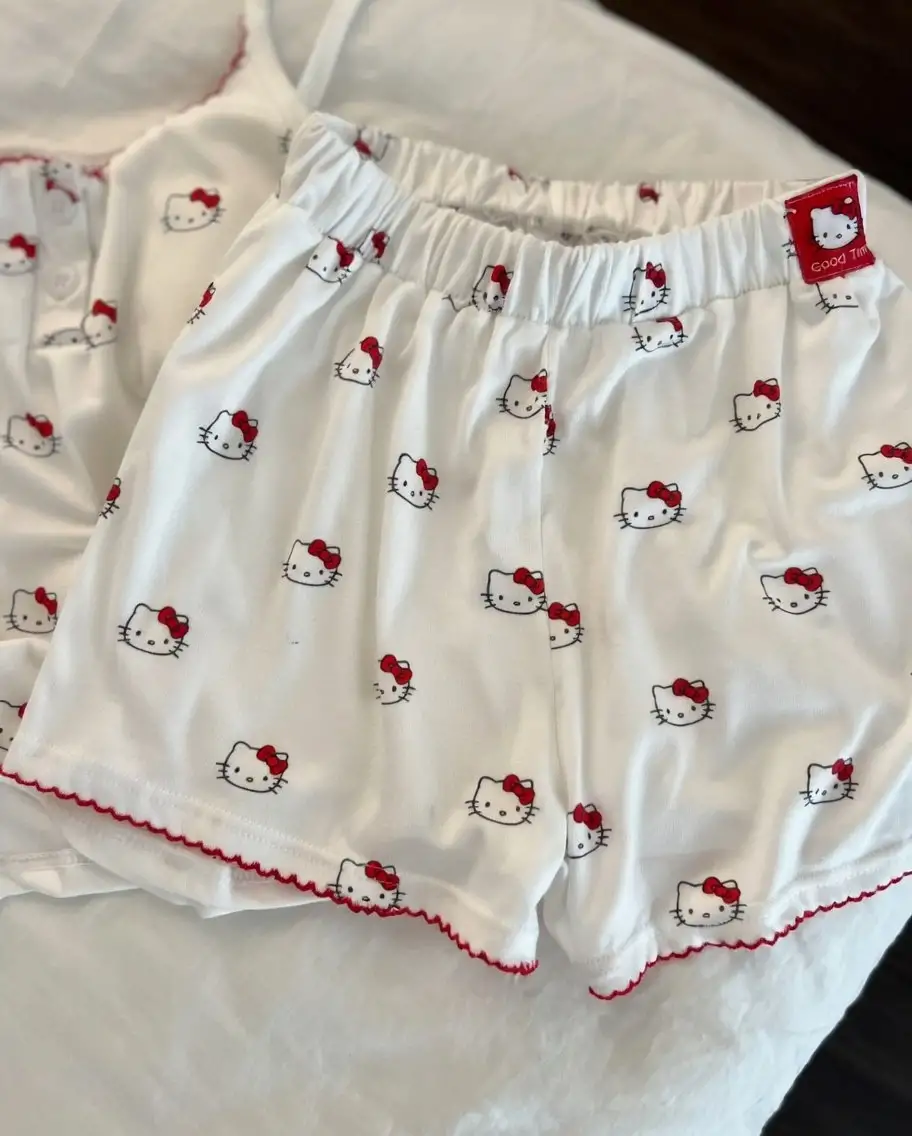 Beyaz Hello Kitty Aesthetic Red Alt Üst Takım