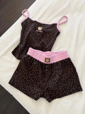 Leopar Kiss Kahverengi Hello Kitty Alt Üst Takım