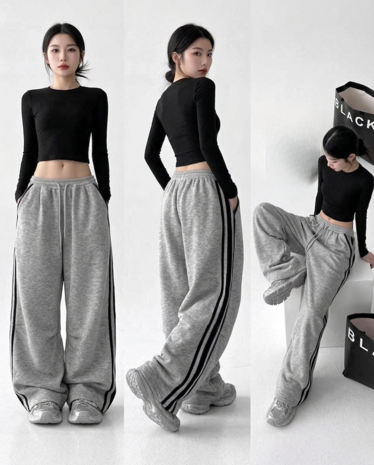 Street Flow Urban Çizgili Oversize Baggy Eşofman Altı