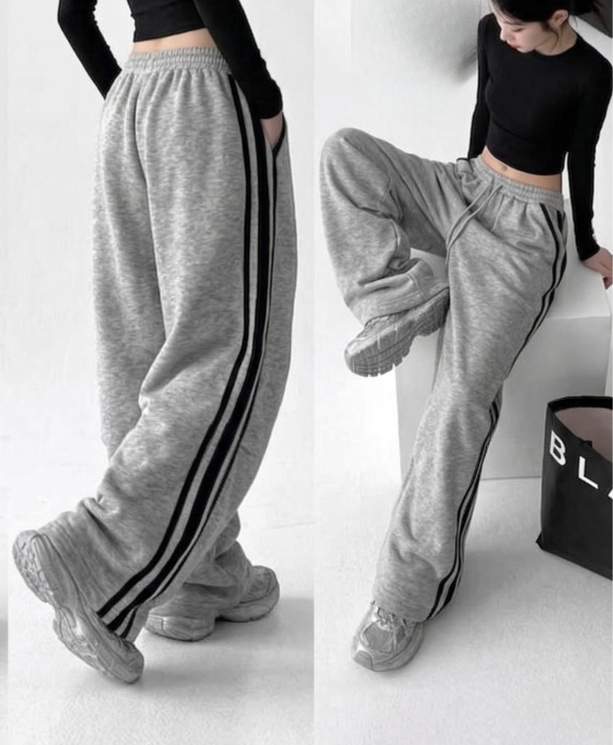 Street Flow Urban Çizgili Oversize Baggy Eşofman Altı