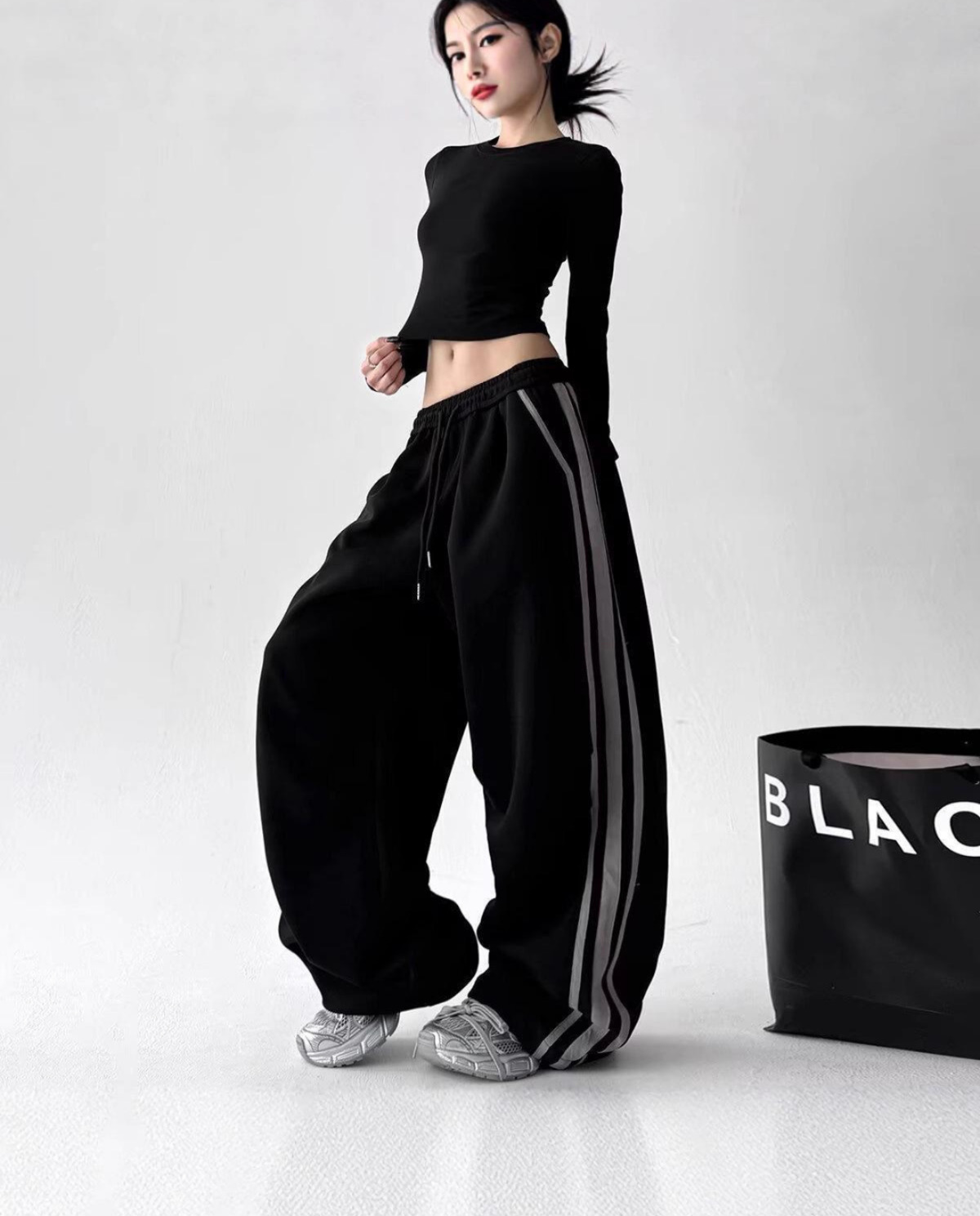 Street Flow Urban Çizgili Oversize Baggy Eşofman Altı