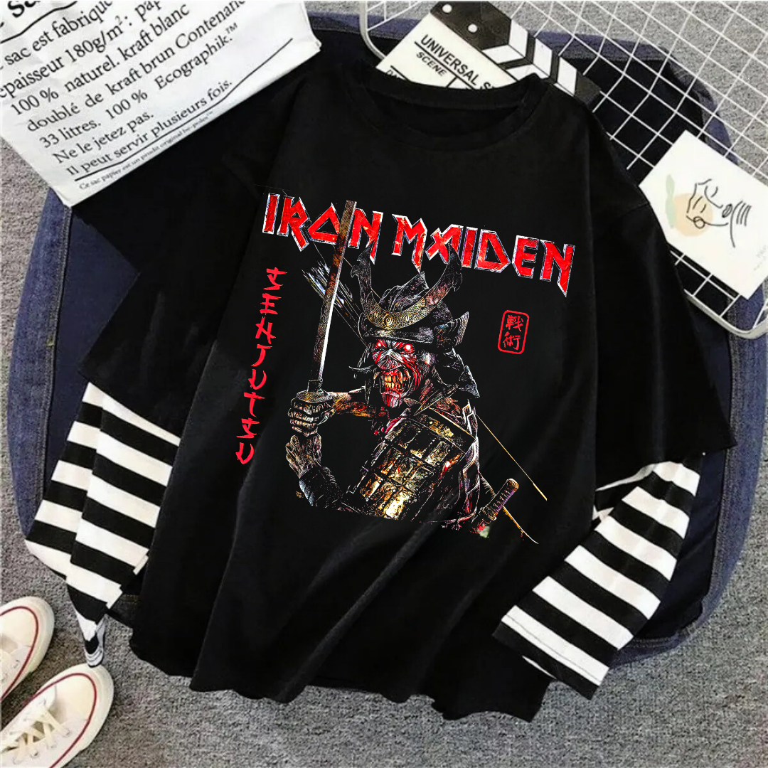 Iron Maiden Unisex Fake Uzun Kollu Siyah T-Shirt