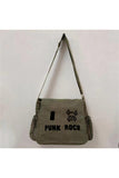 Joon Wear Punk Rock Baskılı Unisex Yeşil Postacı Çantası