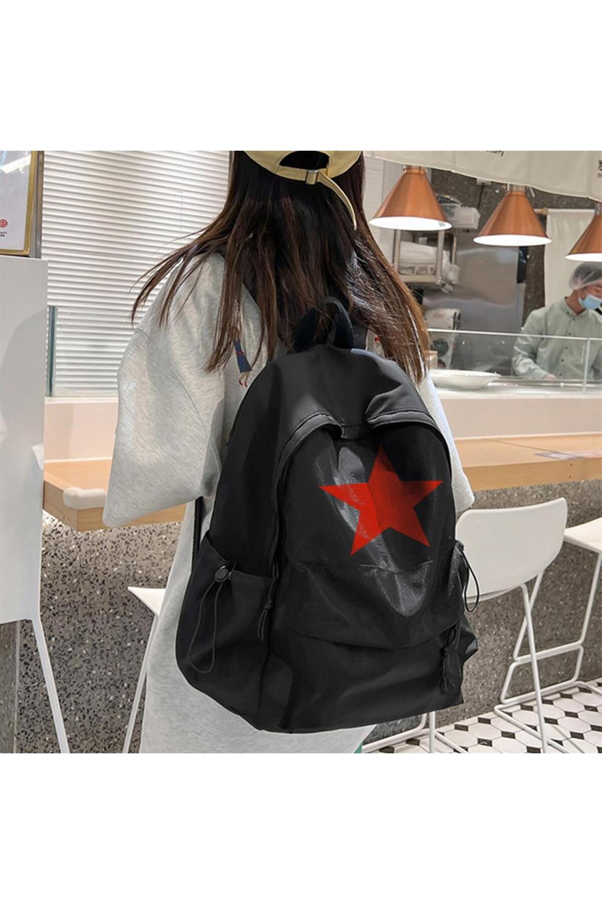 Joon Wear Red Star Baskılı Unisex Sırt Çantası