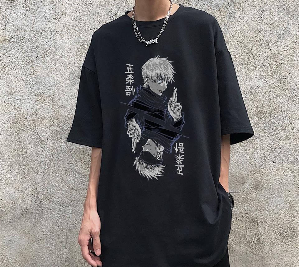 Jujutsu Kaisen Blade Baskılı Siyah Unisex Oversize T-shirt