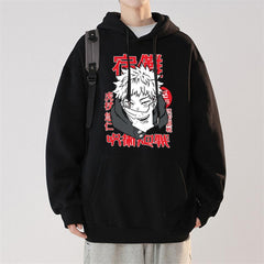 Jujutsu Kaisen Poster Baskılı Siyah Unisex Oversize Kapüşonlu Sweatshirt