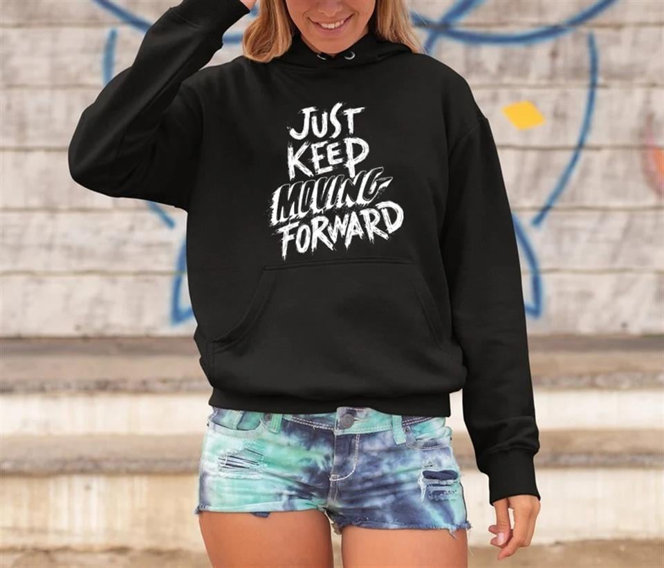 indirim Just Keep' Siyah Unisex Kapüşonlu Oversize Sweatshirt Hoodie