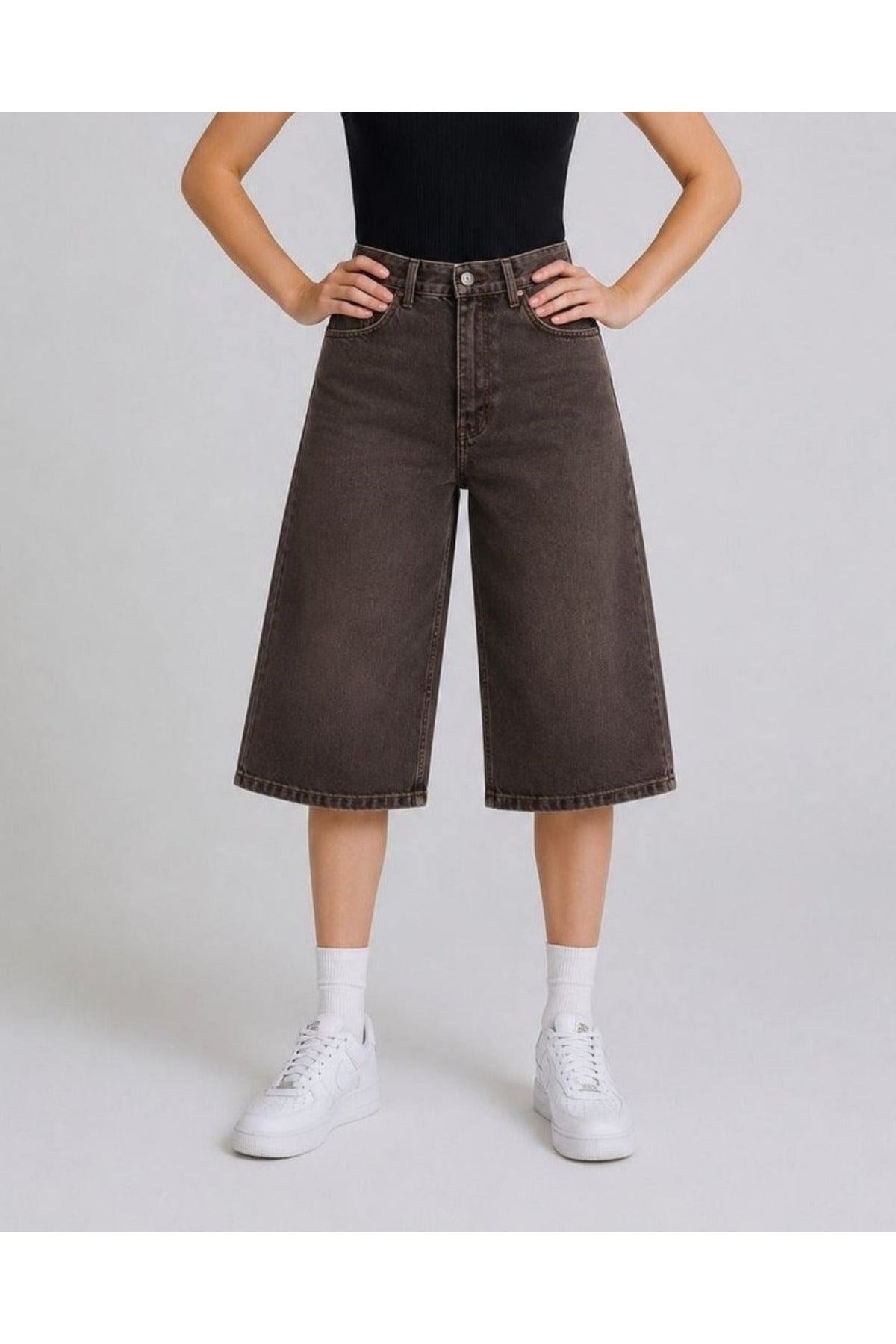 Kahverengi Harajuku Y2K Unisex Şort