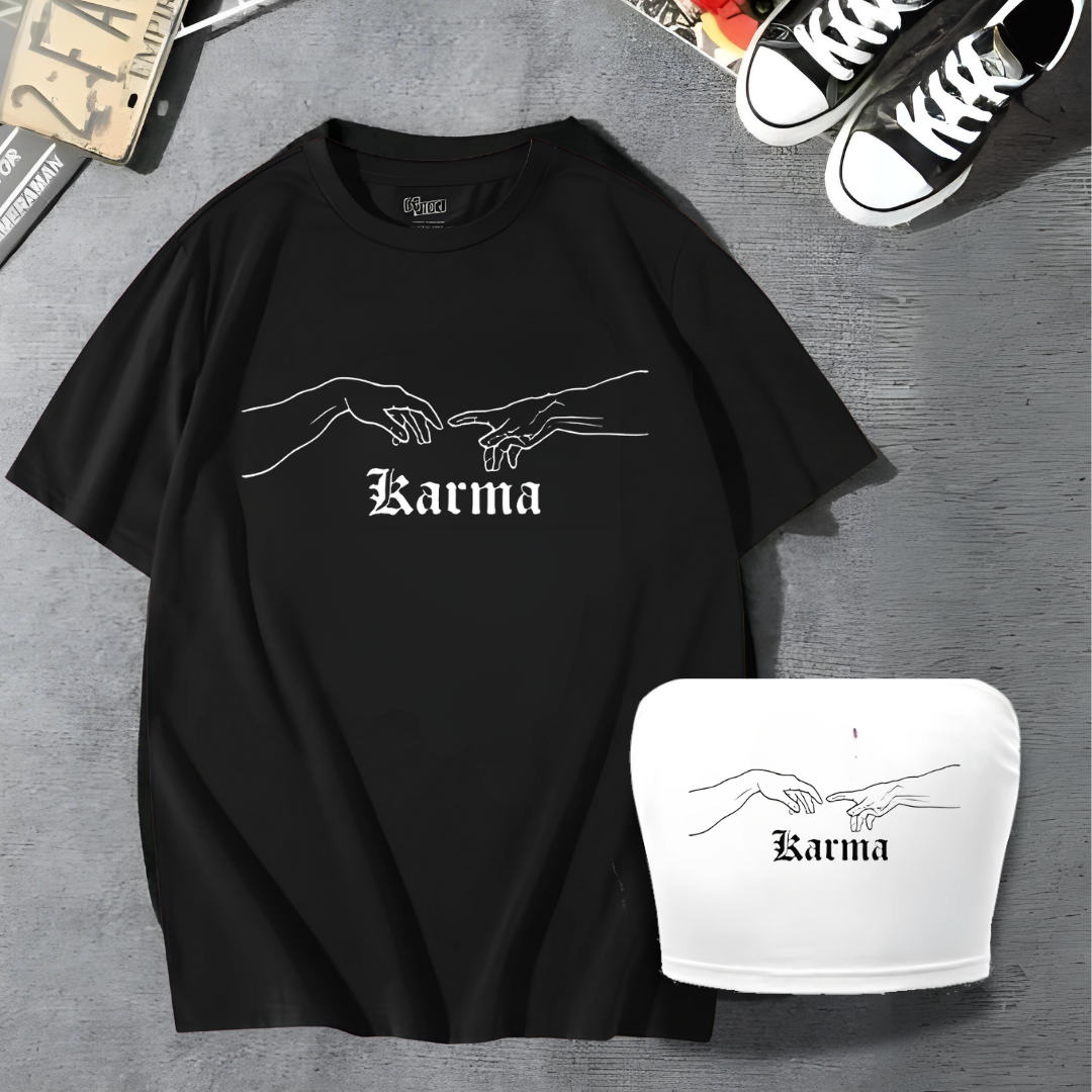 Karma Detail Couple T-Shirt & Croptop