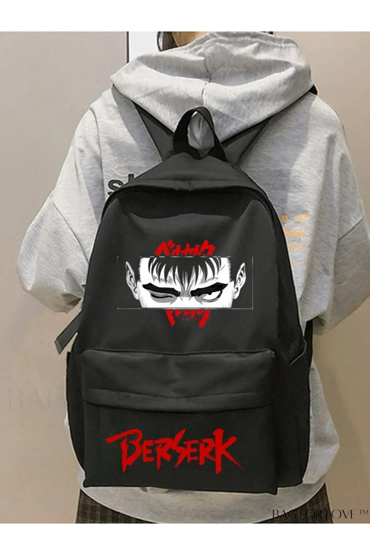 Kırmızı Berserk Eyes Çift Baskılı Okul, Dershane, Kurs Sırt Çantası