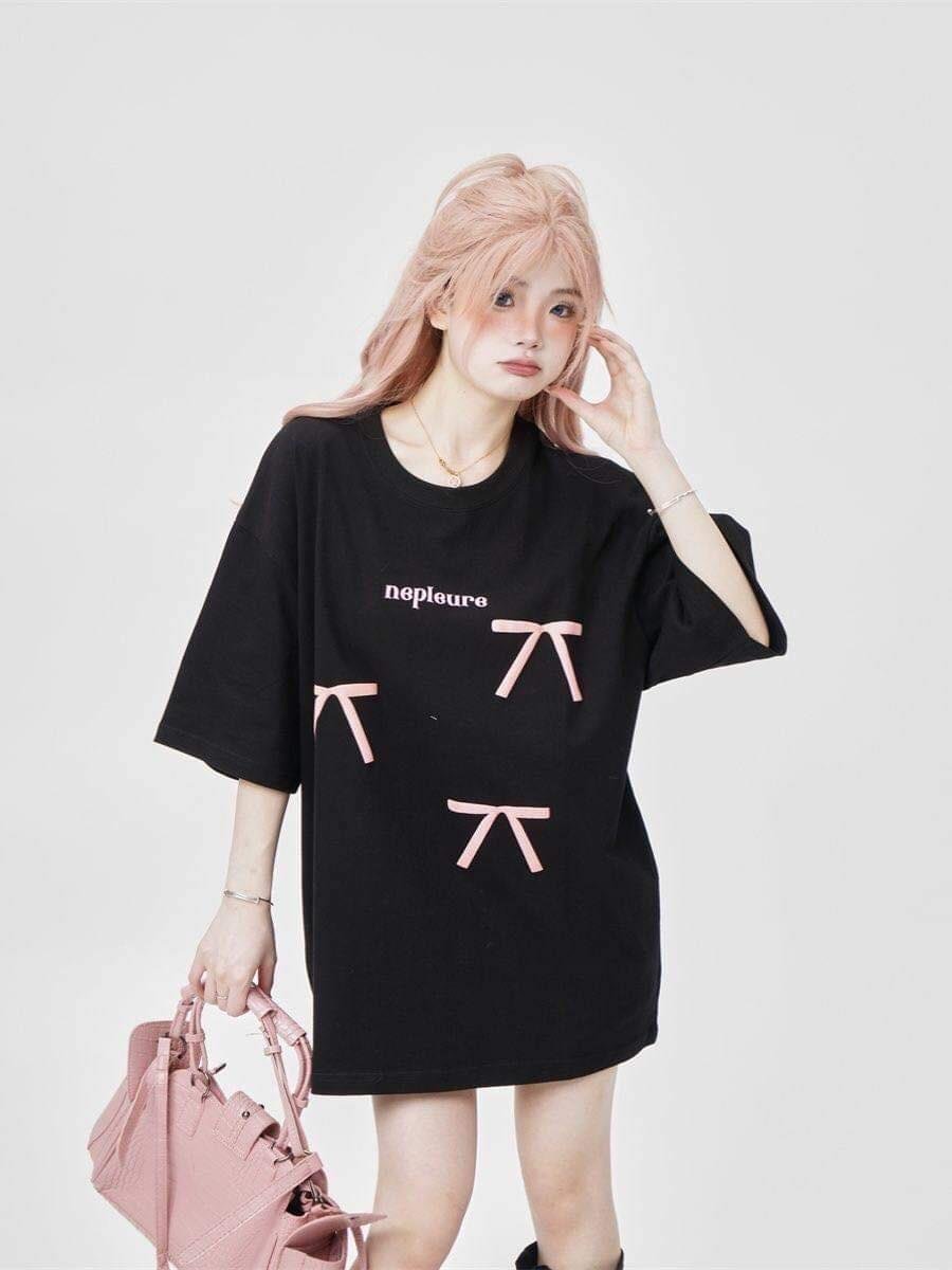 Kurdele Baskılı Oversize T-shirt