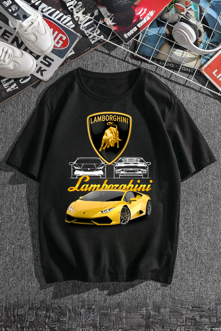 Lamborghini Retro Baskılı T-shirt