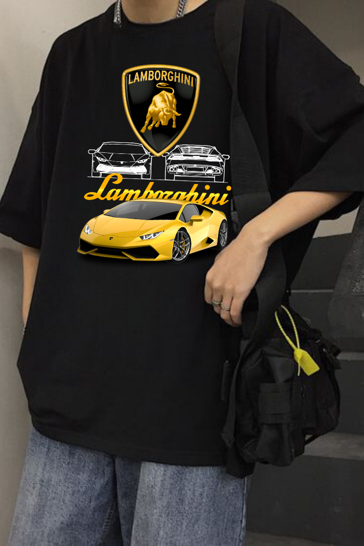 Lamborghini Retro Baskılı T-shirt