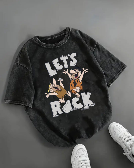 Lets Go Baskılı Unisex Oversize T-shirt