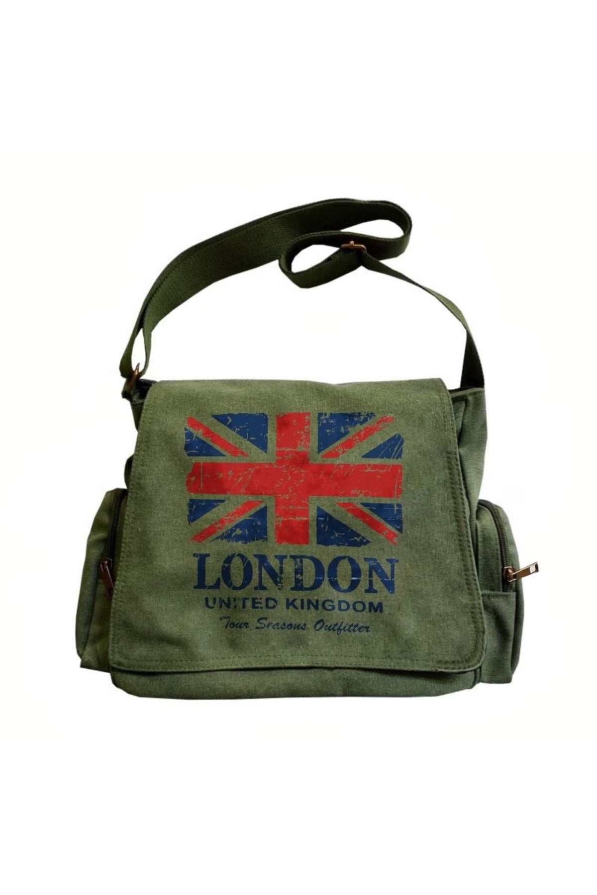 London Baskılı Unisex Postacı Çantası
