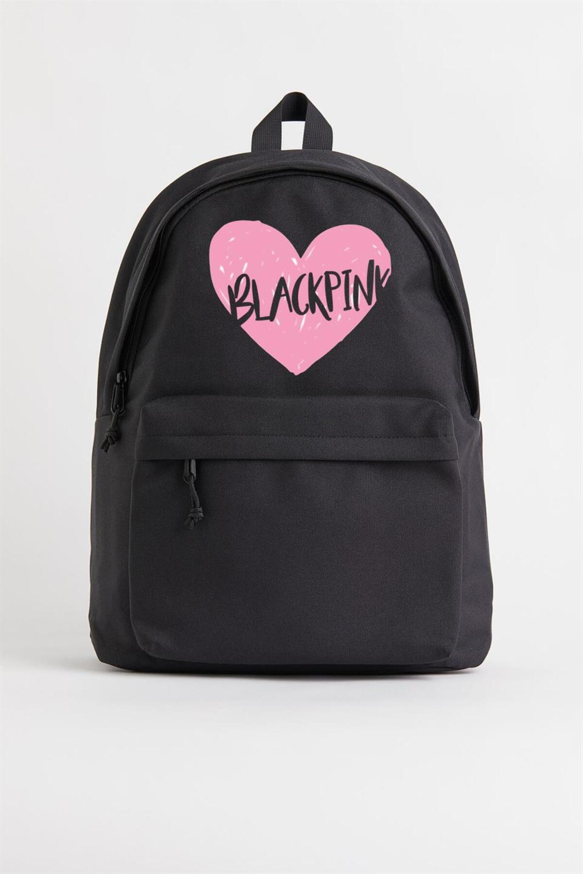 M F Blackpink Heart Baskılı Unisex Sırt Çantası