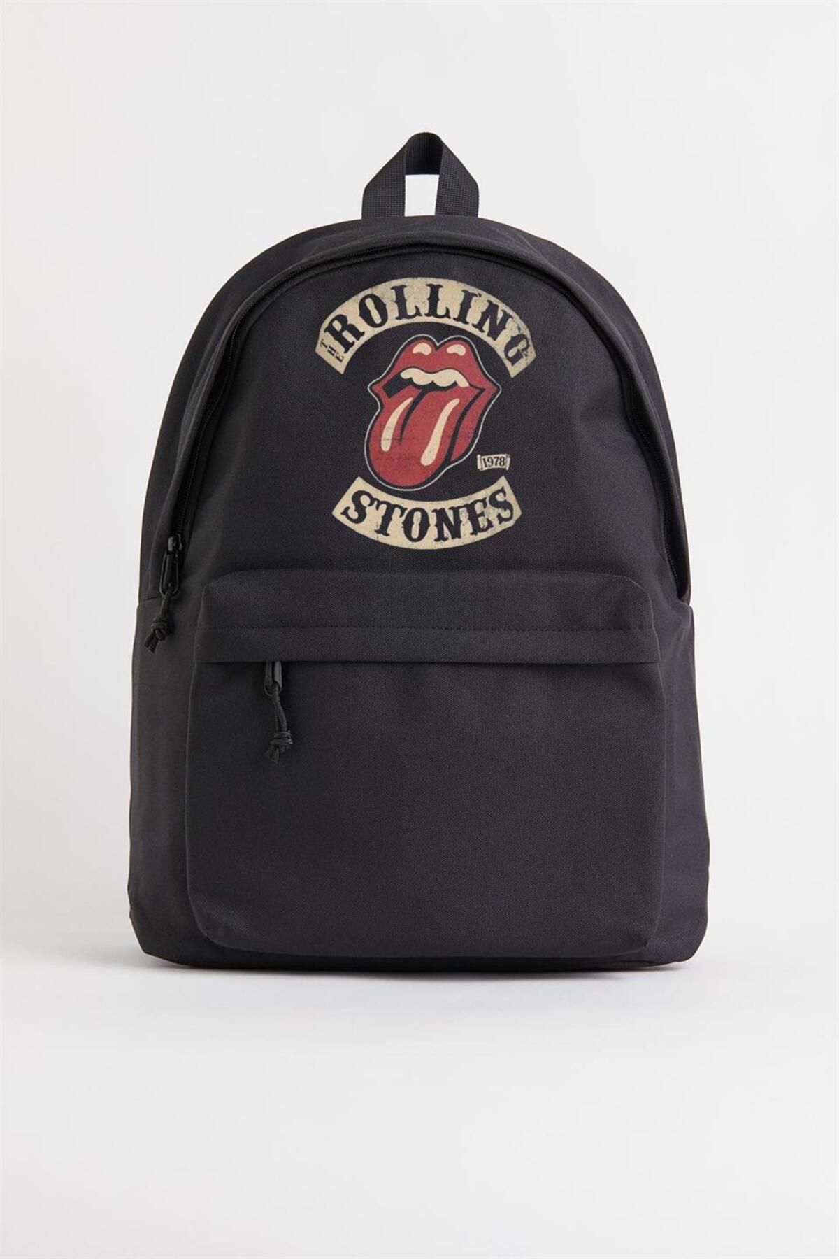 M F Rolling Stones Vintage Baskılı Unisex Sırt Çantası