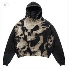 Skeleton Head Gothic Full Siyah Oversize Sweatshirt