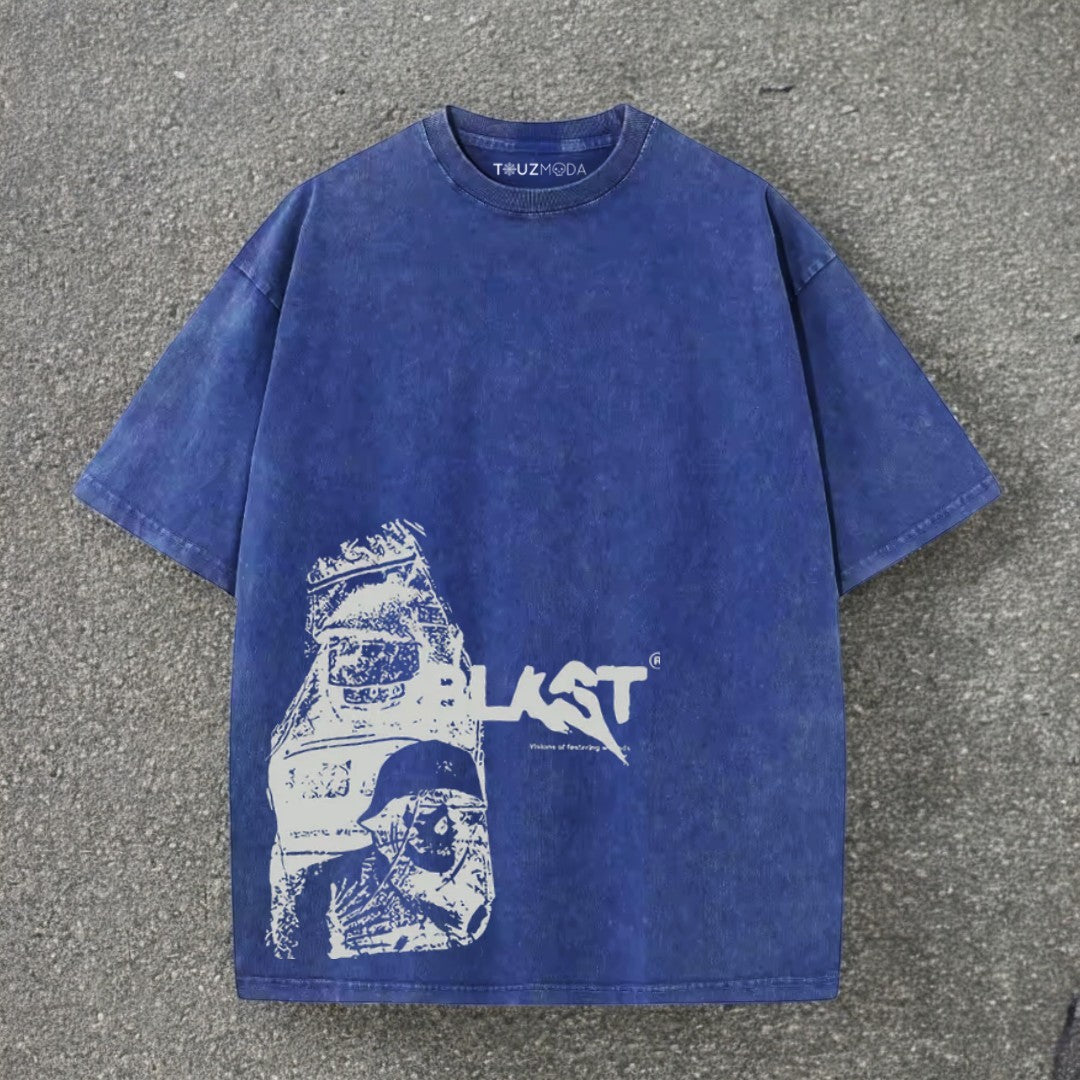 Yıkamalı Blast Oversize Vintage T-shirt