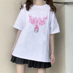 Melody Pink Beyaz Unisex Oversize T-shirt