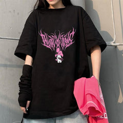 Melody Pink Siyah Unisex Oversize T-shirt