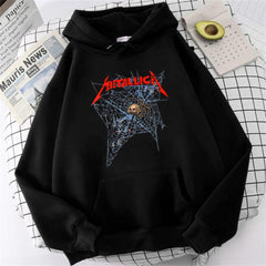 Metallica Baskılı Siyah Unisex Oversize Kapüşonlu Sweatshirt