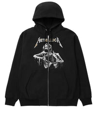 Metallica Skeleton Baskılı Oversize Fermuarlı Siyah Unisex Kapüşonlu Hırka