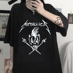 Metallica Skull Siyah Unisex Oversize T-shirt