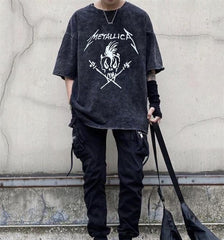 Metallica Skull Yıkmalı Unisex Eskitme T-shirt