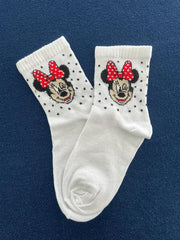 Minnie Mouse Unisex Beyaz Kolej Çorap