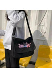 MODESSY Winged Girls Baskılı Unisex Siyah Postacı Çantası
