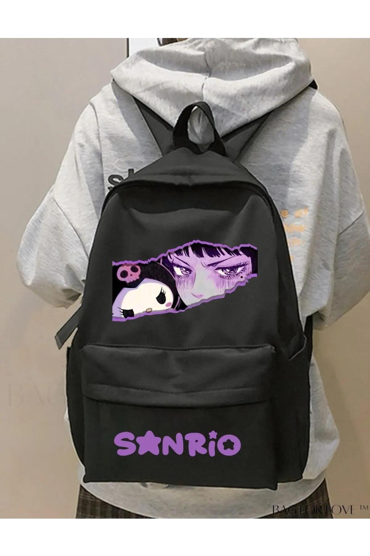 Mor Anime x kuromi Sanrio Eyes Baskılı Okul, Dershane, Kurs Sırt Çantası