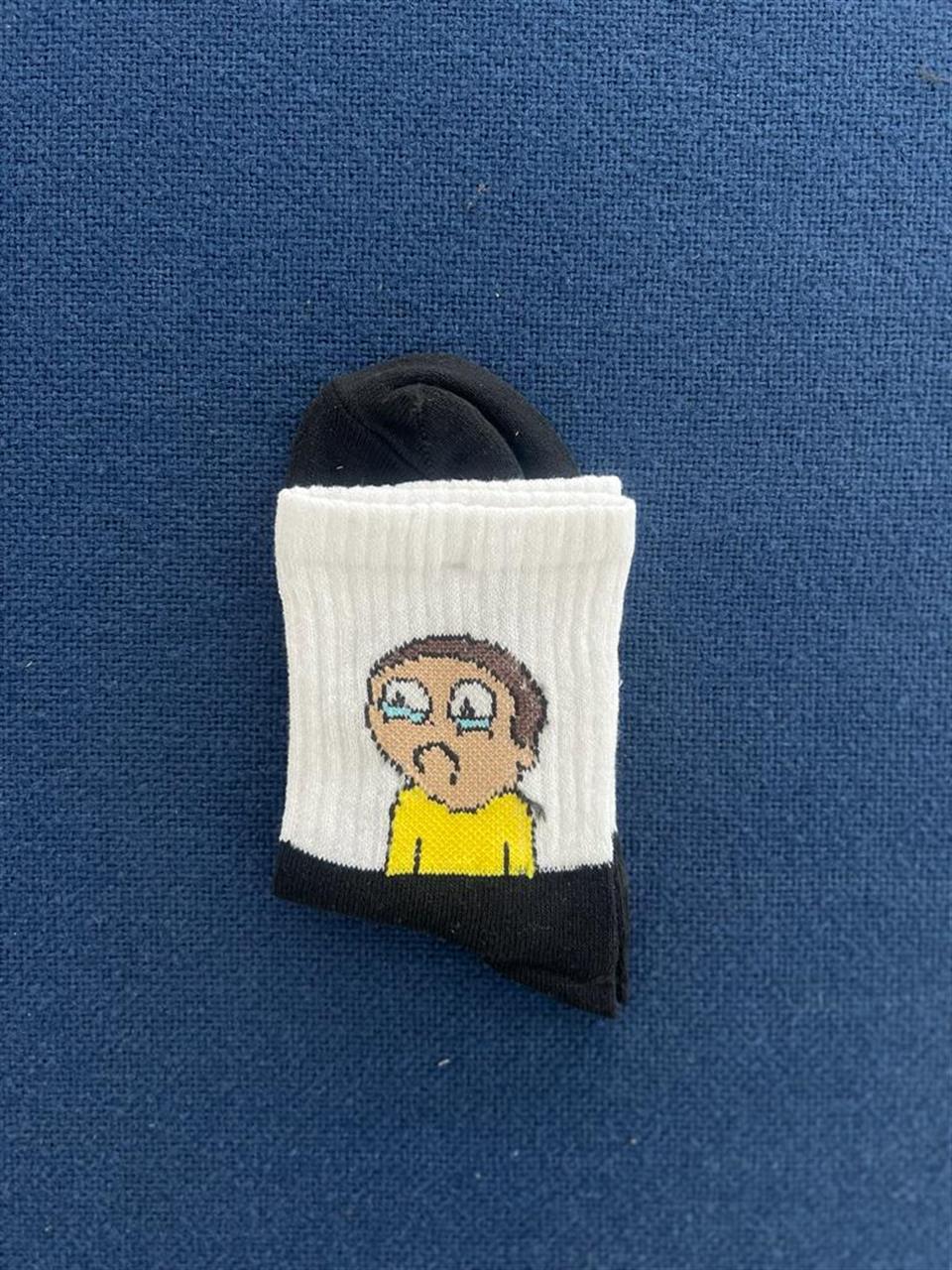 Morty Unisex Beyaz Kolej Çorap