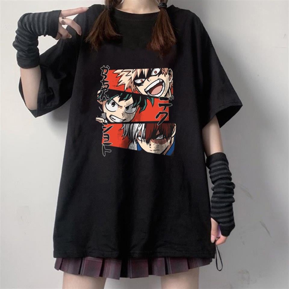 My Hero Academia Collage Baskılı Siyah Unisex Oversize T-shirt