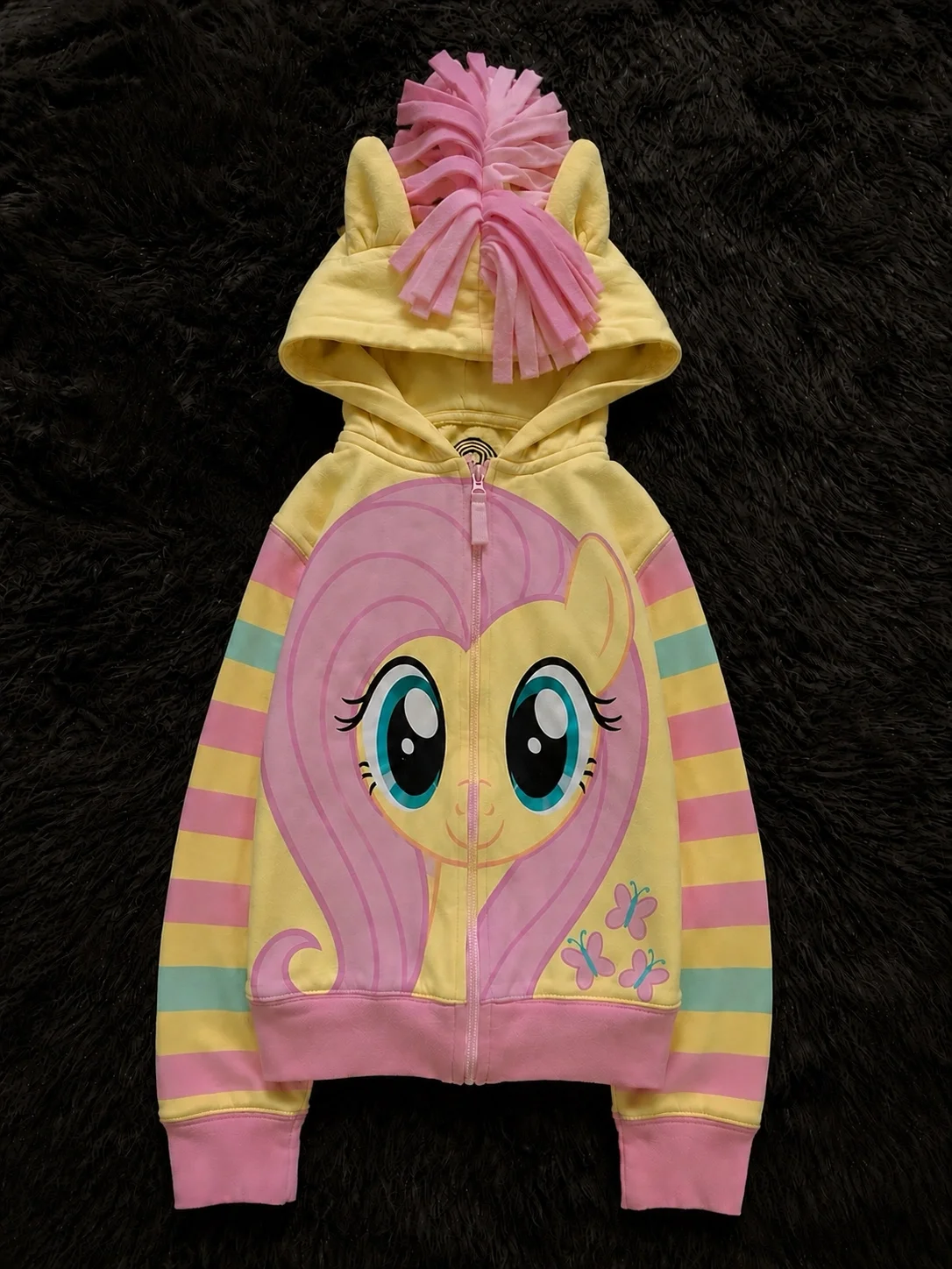 My Little Pony Fluttershy Desenli Kapüşonlu Fermuarlı Sweatshirt