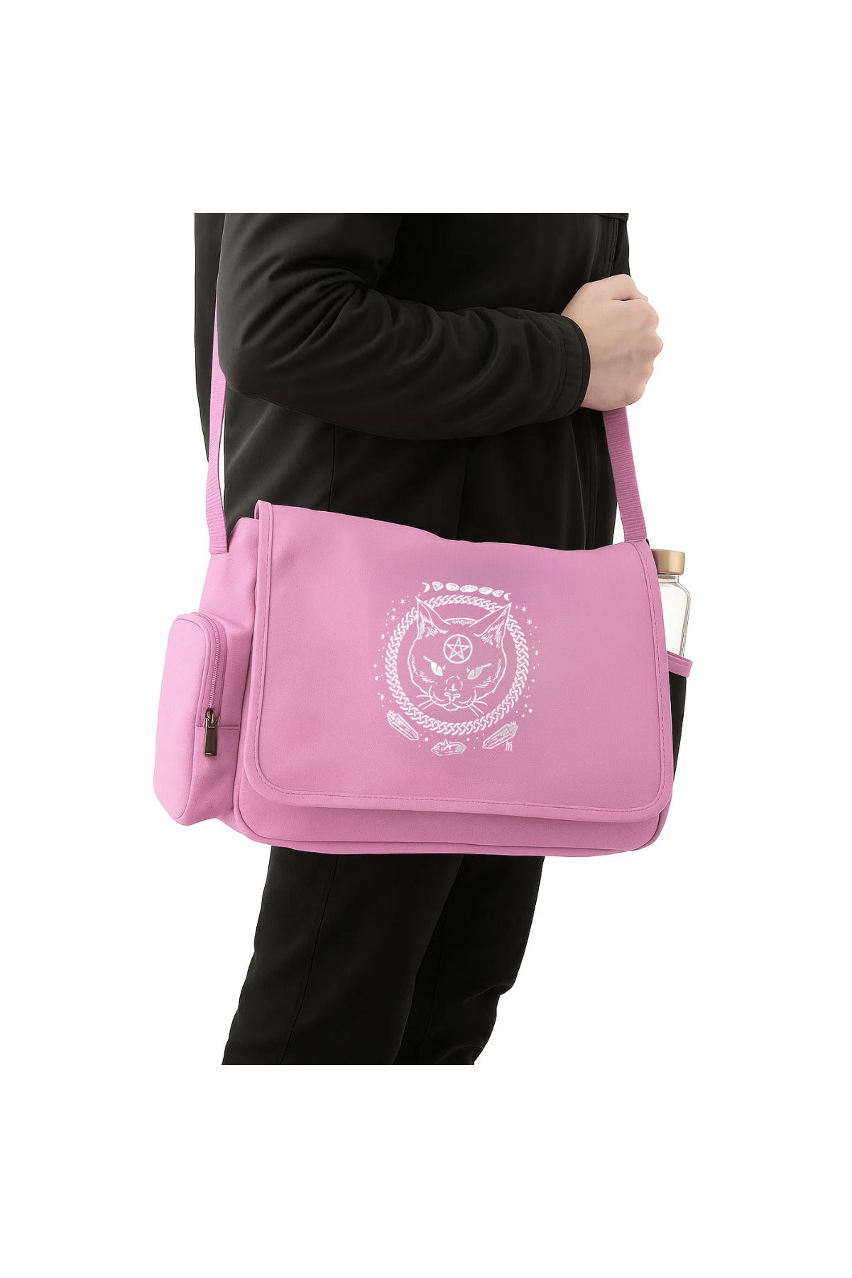 My Vısıon Gothic Cat Baskılı Unisex Postacı Çantası