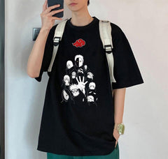 Naruto Uchihas Baskılı Siyah Unisex Oversize T-shirt