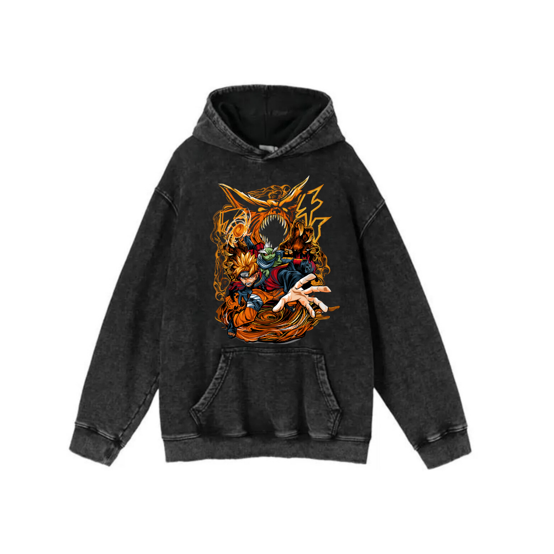 Yıkamalı Kumaş Anime Naruto Kapüşonlu Hoodie Sweatshirt