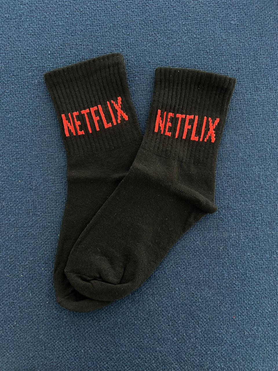 Netflix Unisex Siyah Kolej Çorap