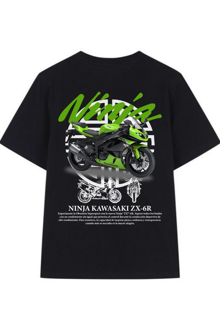 Ninja Kawasaki Retro Baskılı T-shirt