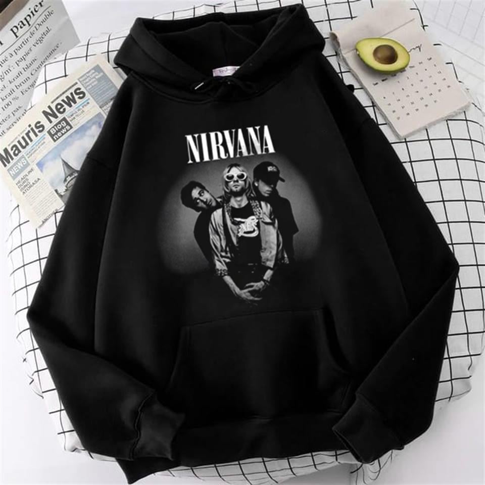 Nirvana Artists Baskılı Siyah Unisex Oversize Kapüşonlu Sweatshirt