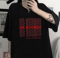 Ok Boomer Siyah Unisex Oversize T-shirt