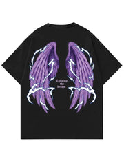 Ön Arka Baskılı Angel Siyah T-shirt