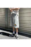 One Piece Baskılı Gri Unisex Penye Şort