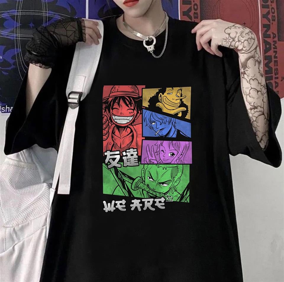 One Piece Siyah Unisex Oversize T-shirt