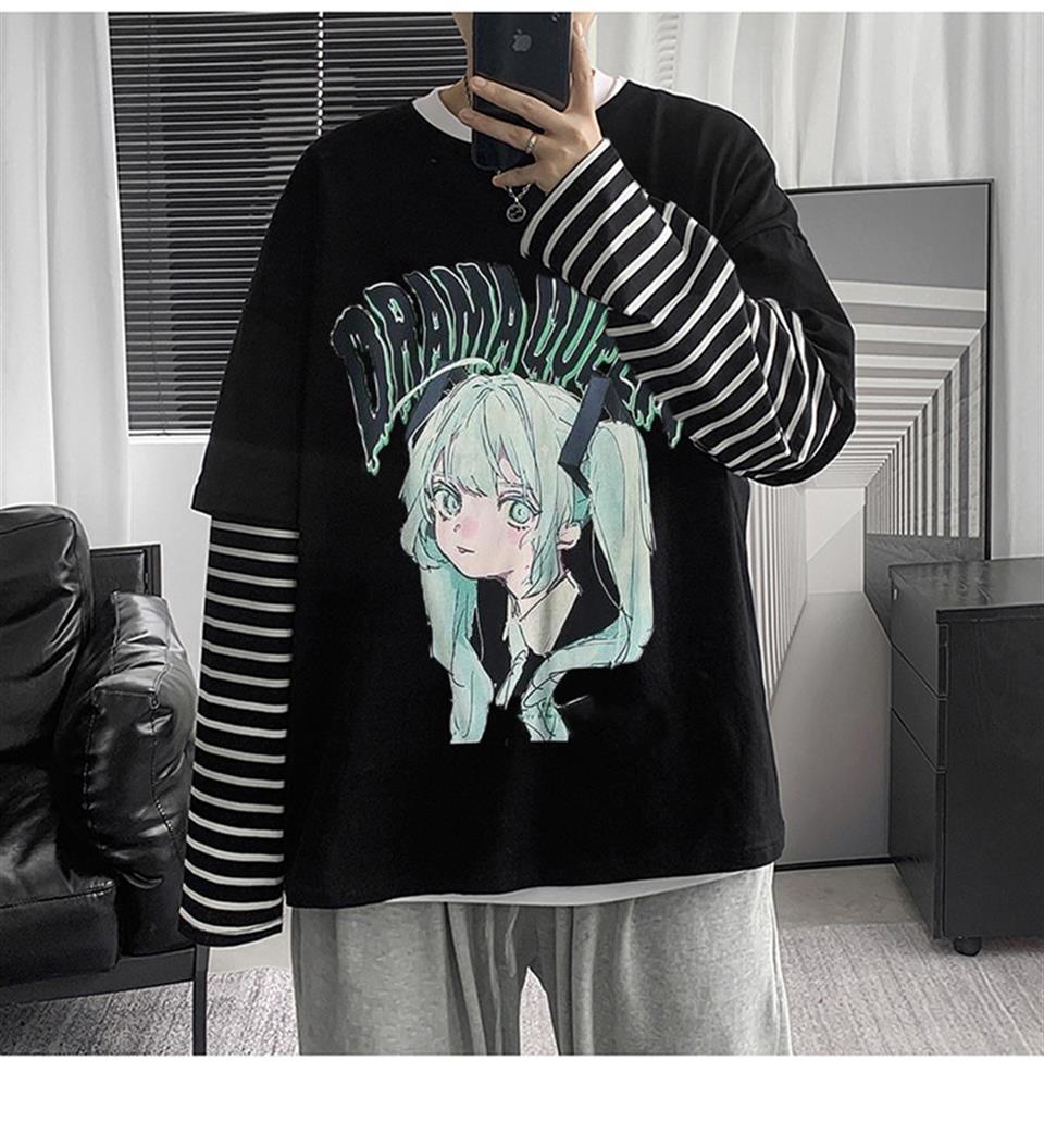 Oversize Anime Harajuku Gothic Cool Girl Unisex Uzun Kollu T-shirt