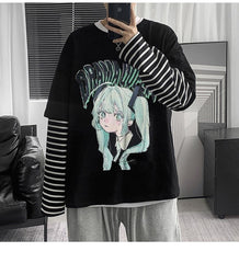 Oversize Anime Harajuku Gothic Cool Girl Unisex Uzun Kollu T-shirt