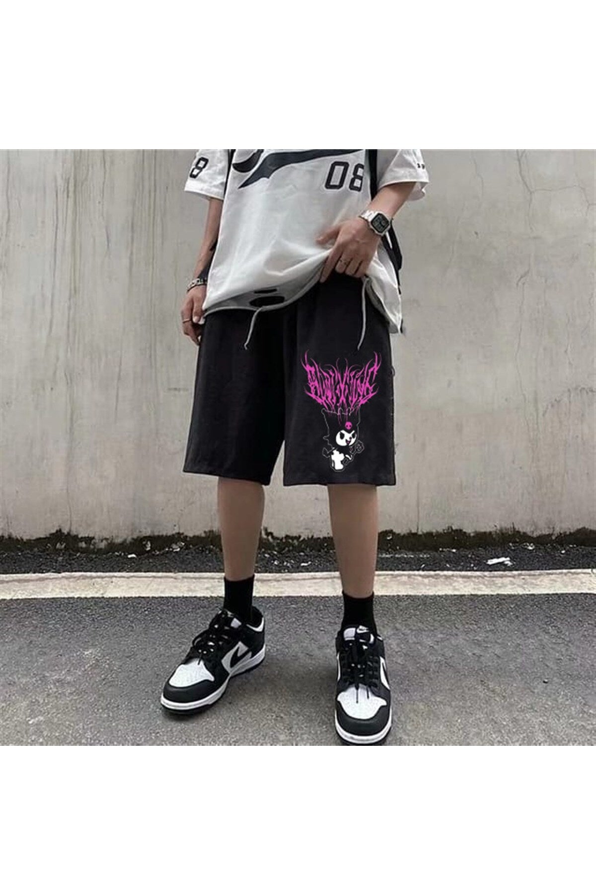 Peak&life Touz Anime Harajuku Kuromi Sanrio Penye Unisex Şort