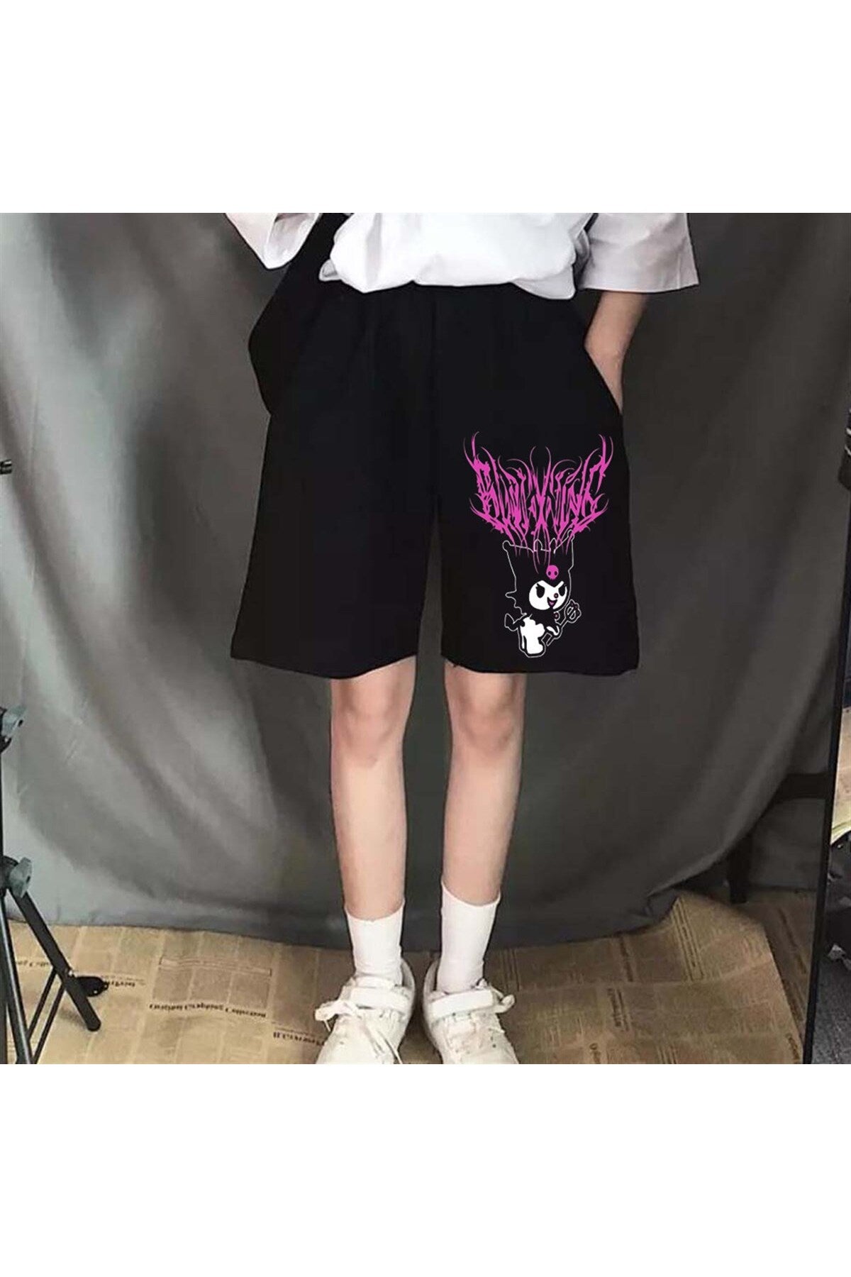 Peak&life Touz Anime Harajuku Kuromi Sanrio Penye Unisex Şort